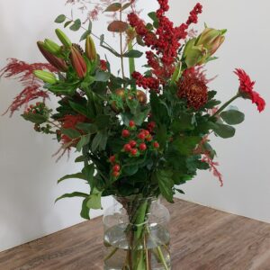 Kerstboeket - warm rood